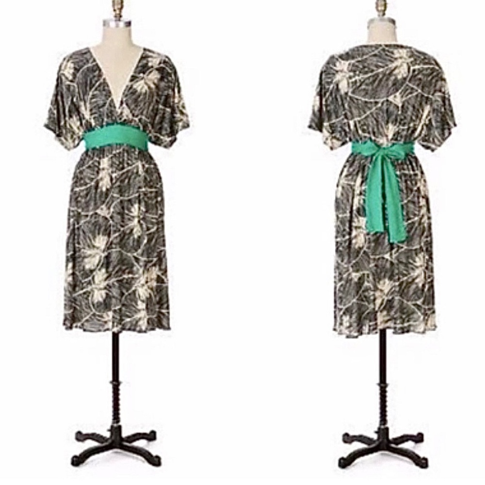 Anthropologie Maple Lotus Silk Wrap Dress, Extra Small